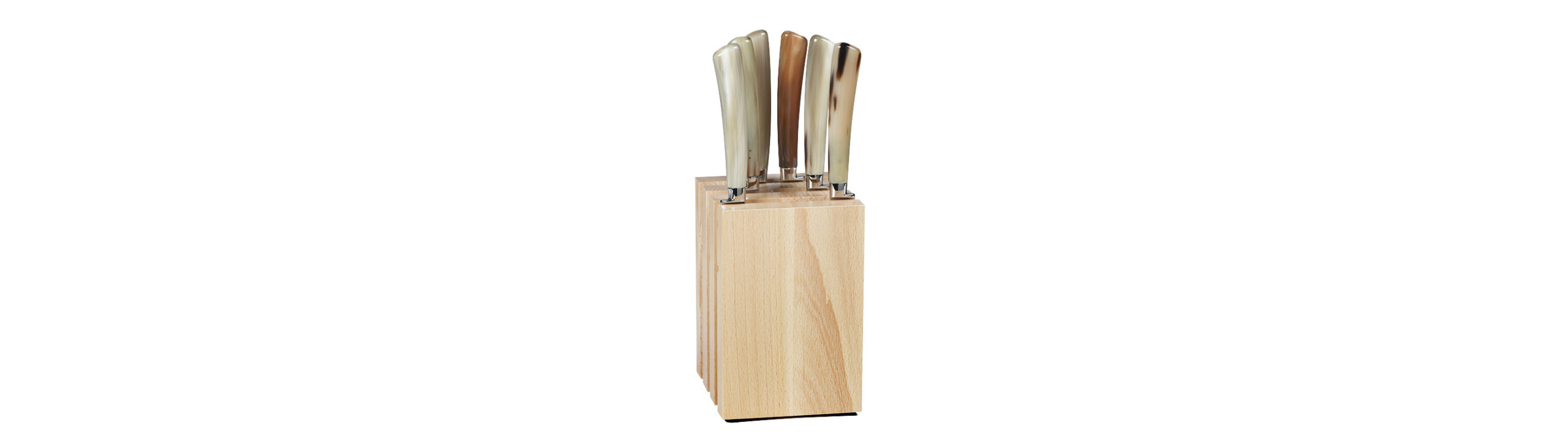 Ceppo Porta Coltelli Magnetico con 6 Coltelli Da Bistecca Corno Bovino