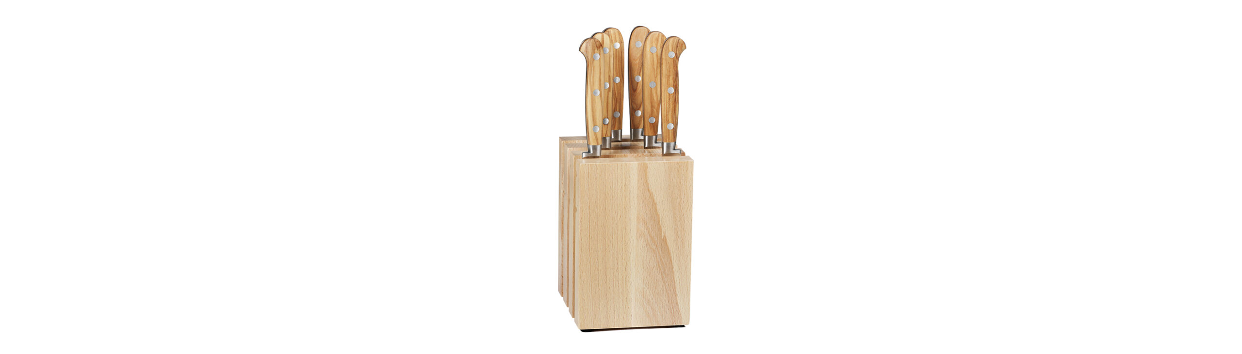 Ceppo Porta Coltelli Magnetico con 6 Coltelli Da Bistecca Olivo